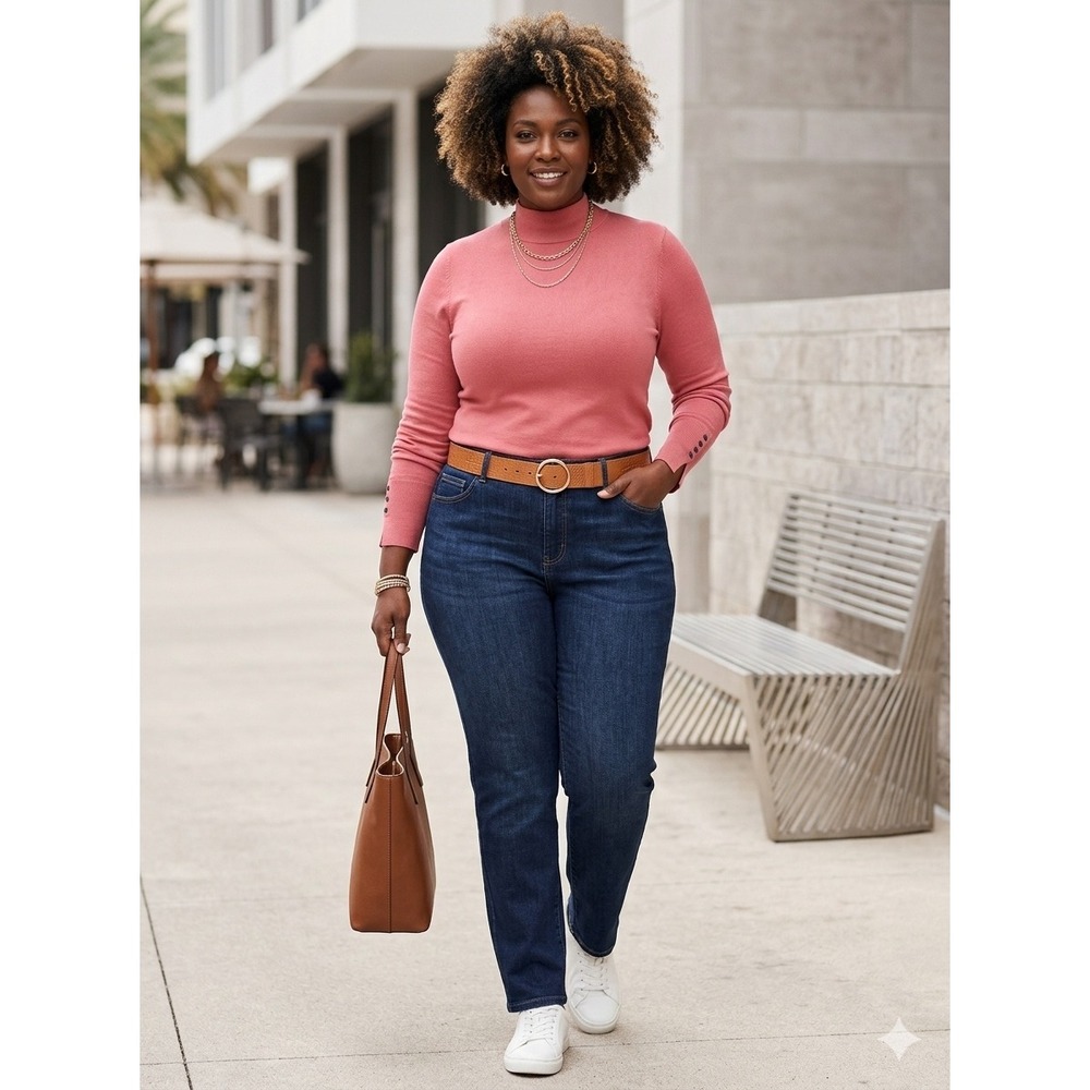 Torrid Rose Pink Mock Neck Button Cuff Sweater Plus Size 6 6X 30-32 Long Sleeve